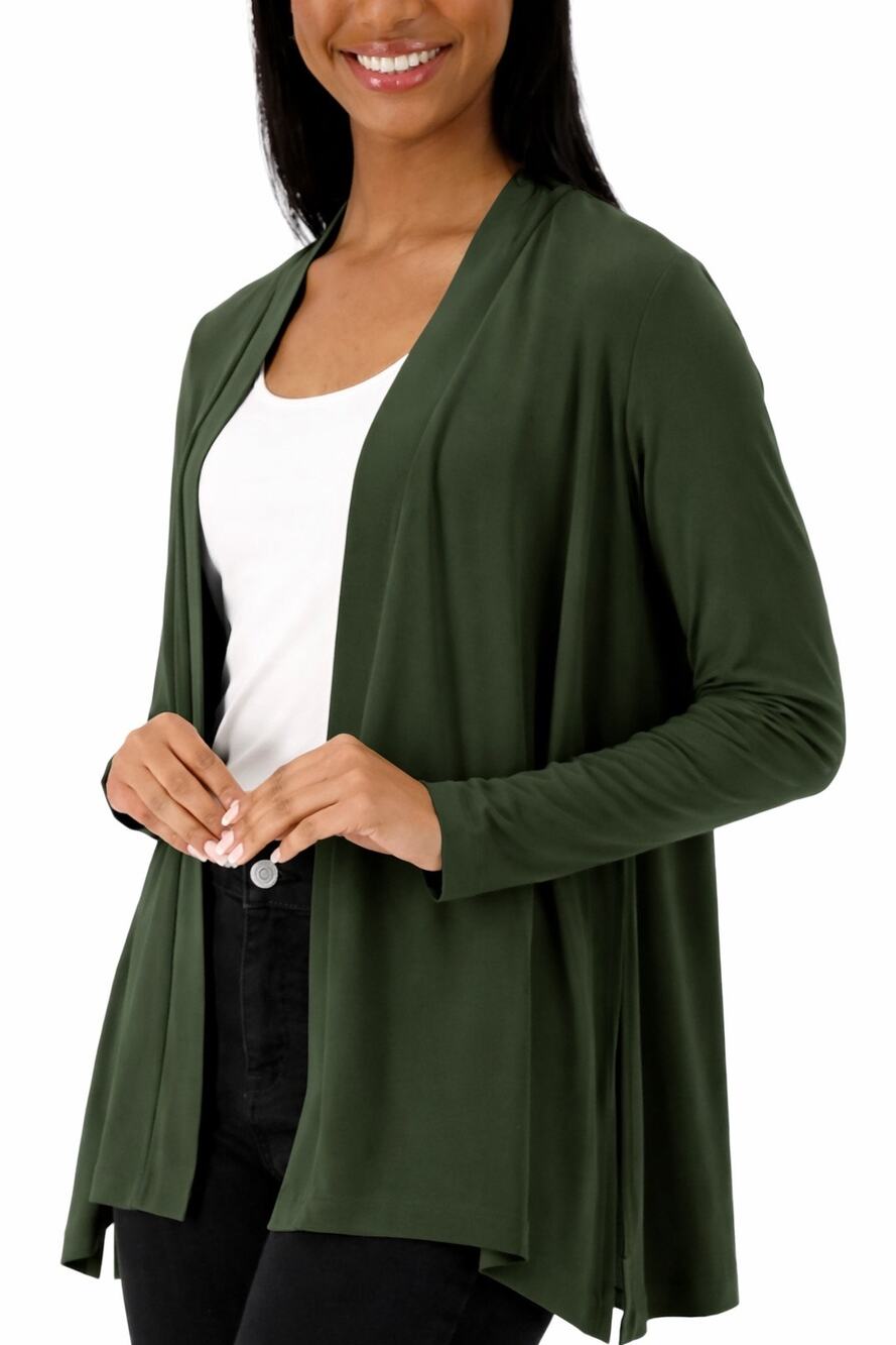 NWT Attitudes By Renee Lightweight Dark Army Green Cover Jacket Cardigan S